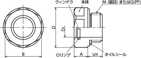 QLGML-Bオイルレベルウィンドウ寸法図