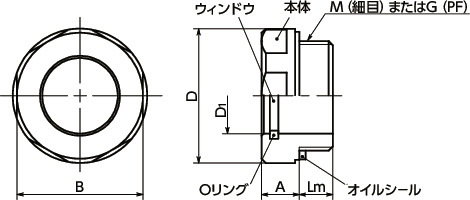 QLNAL-Bオイルレベルウィンドウ寸法図