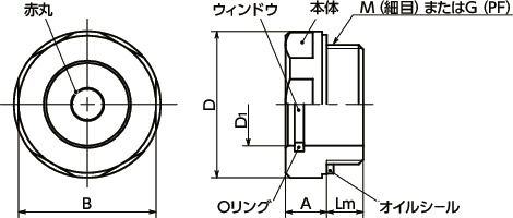 QLNAL-Cオイルレベルウィンドウ寸法図