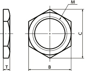SWN-M薄形管用ナット寸法図