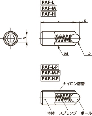 PAFミニボールプランジャ寸法図
