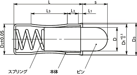 PPRL-KUプレスフィットピンプランジャ寸法図