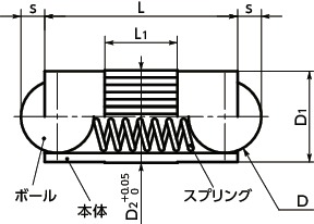 PWFダブルボールプランジャ寸法図