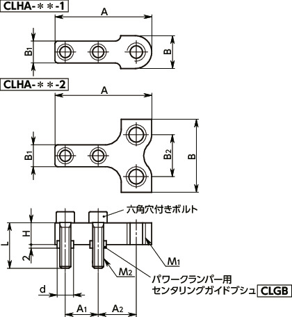 CLHAクランピングボルト用ホルダー寸法図