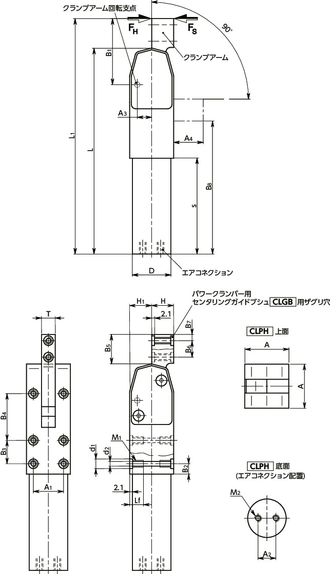 CLPHパワークランパー - 空気圧クランプ式 - 水平クランプ 