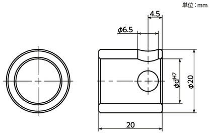 EOTCL-200高トルクアダプタ用カラー寸法図