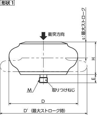 TPC-AA-H高性能エラストマストッパ(ベーシックストップ)-長寿命・高耐環境性-高エネルギ吸収タイプ寸法図
