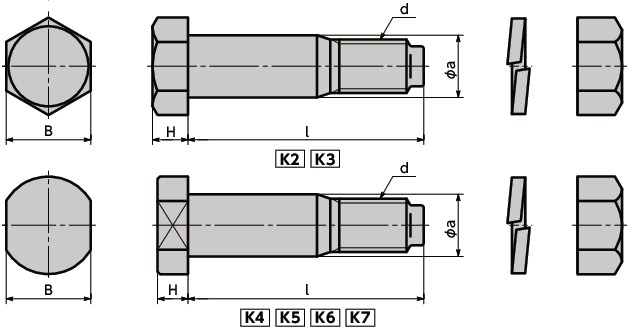 KCLフランジ形固定軸継手寸法図