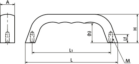 UBGFアルミ取っ手寸法図