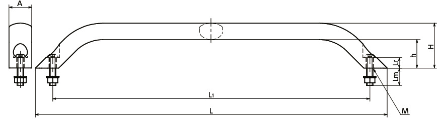 UBLCアルミ取っ手寸法図