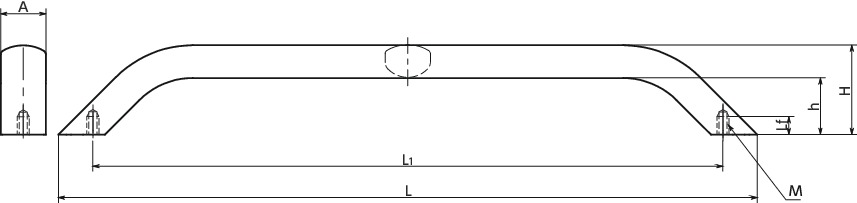 UBLFアルミ取っ手寸法図
