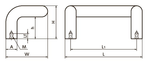 UDFアルミ取っ手寸法図
