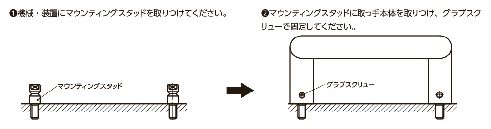 UDMSステンレス取っ手 - マウンティングスタッドつき