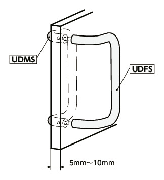 UDMSステンレス取っ手 - マウンティングスタッドつき
