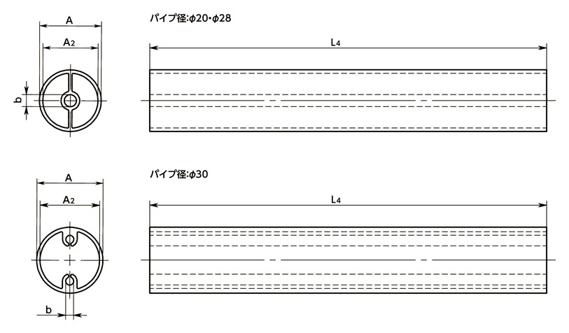 UHTアルミパイプ寸法図