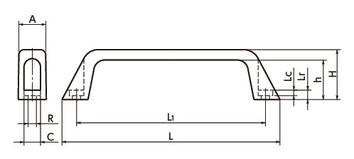 UICアルミ取っ手寸法図