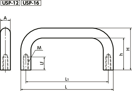 USP-PEステンレス取っ手寸法図