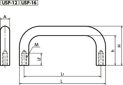 USPステンレス取っ手寸法図