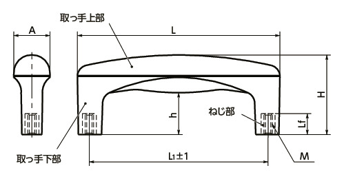 UUDFプラ取っ手 寸法図