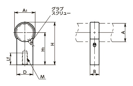 USAFチューブラ取っ手用ブラケット寸法図
