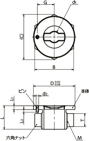 NQTBS-Nクイッククランプファスナ用カムベース - 薄板用寸法図