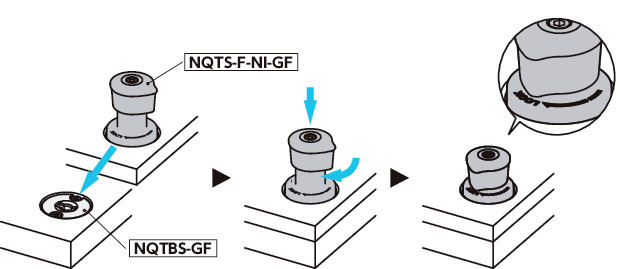 NQTS-F-NI-GFクイッククランプファスナ - ノブ操作 - フリースライド