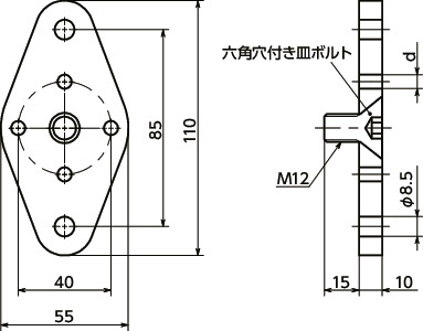FQR-Fクイックリリースジョイント用フランジ寸法図
