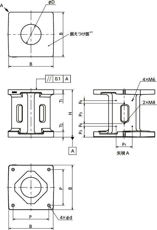 RSA-URロボットスタンド - ユニバーサルロボット製ロボット対応寸法図