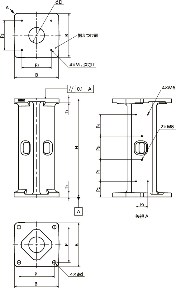 RSABロボットスタンドベース 寸法図