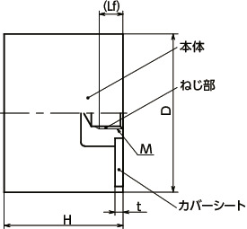FGBA-Eゴムバンパ - ねじつき（片側めねじ） 寸法図