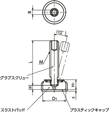 SGTS-M12-65-STPS25-K｜スラストパッドつきグラブスクリュー