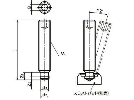 SGTSグラブスクリュー寸法図