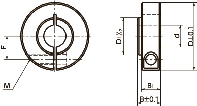 NSCS-CBセットカラー - ベアリング固定用 - クランピングタイプ寸法図