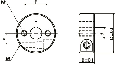 NSCS-SN2セットカラー - 固定穴（めねじ）つき - ステンレス製 - クランピングタイプ寸法図