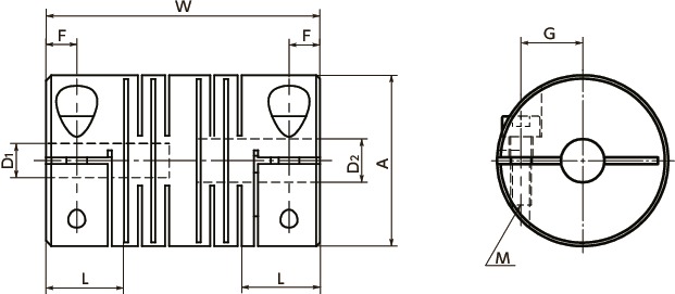 MSXP-C-W-SP真空可変コンデンサ用カップリング寸法図