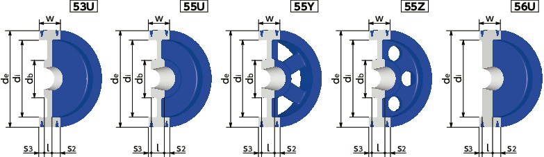 SP8V-10イソメック<sup>®</sup>SPプーリー - 8V適用寸法図