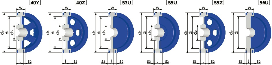 SP8V-6イソメック<sup>®</sup>SPプーリー - 8V適用寸法図