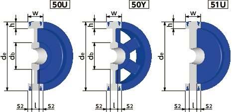SPB-8イソメック<sup>®</sup>SPプーリー - B・BX・5V・5VX適用寸法図