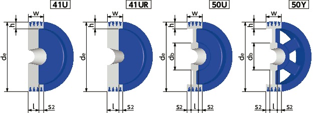 SPZ-4イソメック<sup>®</sup>SPプーリー - M・3V・3VX適用寸法図