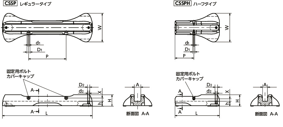 CSSP省スペーススタンド - 間仕切り用寸法図