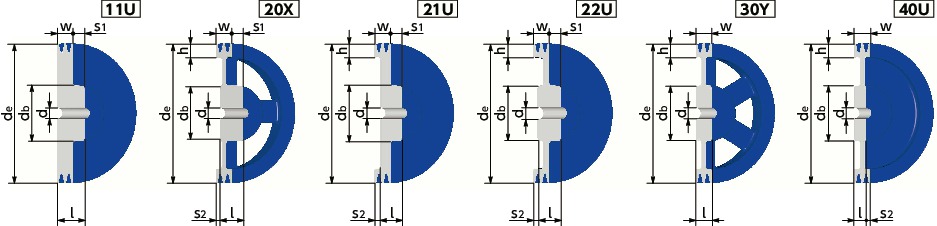 STD-A-2標準Vプーリー - A・AX適用寸法図