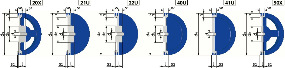STD-B-2標準Vプーリー - B・BX適用寸法図