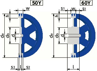 STD-B-2標準Vプーリー - B・BX適用寸法図