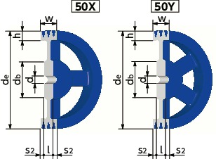 STD-B-3標準Vプーリー - B・BX適用寸法図