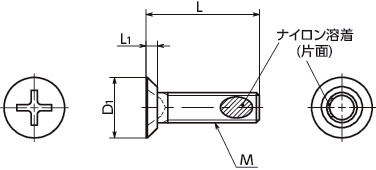 SNF-TBZ-SUC-ALK十字穴付き皿小ねじ（薄板固定用 / ナイロン溶着つき）寸法図