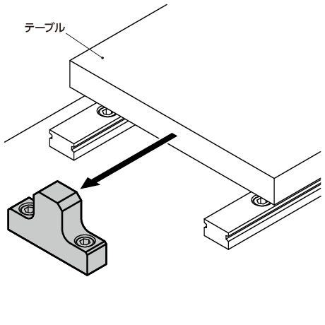 NLSCリニアガイド用ストッパ - ベース固定 - スティール製