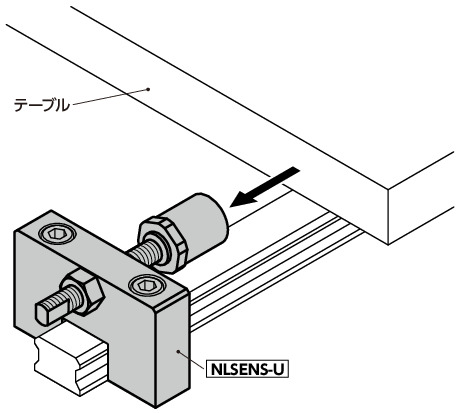 NLSENS-Uリニアガイド用ストッパ - ベース固定 - ステンレス製 - ウレタンつきストッパボルトつき