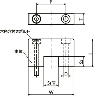 NLSESリニアガイド用ストッパ - ベース固定 - ステンレス製寸法図