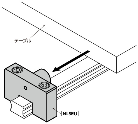 NLSEUリニアガイド用ストッパ - ベース固定 - スティール製 - ウレタンつき