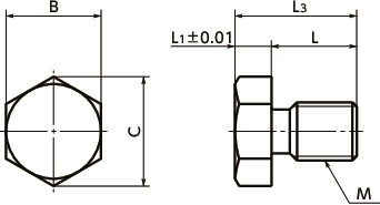 SPMLストップピン - ステンレス（SUS316L）製寸法図